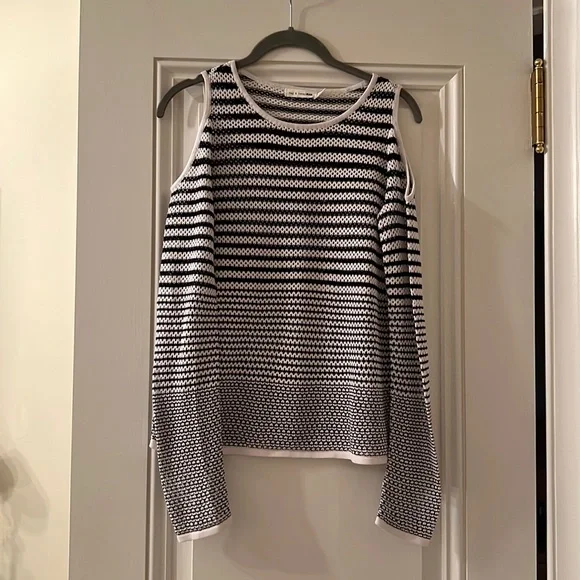 Rag and Bone Jean Quinn size small cold shoulder open knit sweater - Picture 2 of 13